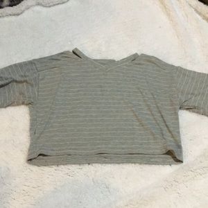 Grey lined t shirt with v neck